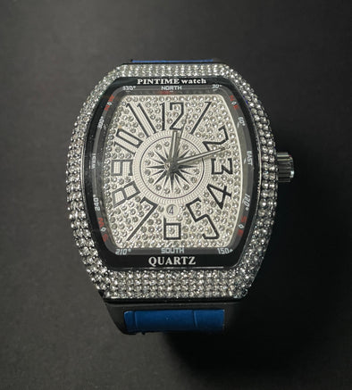 Orologio Elegante con Cristalli – Stile Hip Hop, Movimento al Quarzo "BLUE"