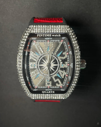 Orologio Elegante con Cristalli – Stile Hip Hop, Movimento al Quarzo "RED"